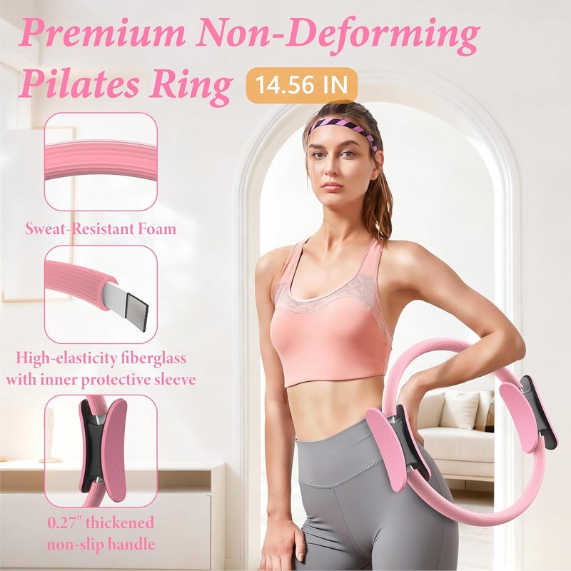 LarFaFa Pilates Kit for Home Workouts, Pilates Equipment Ring and Ball Set, Pilates Essentials Kit for Women, Home Pilates Workout Kit, Pilates Set, Pilates Starter Kit for Women at Gym Studio Travel - Image 2
